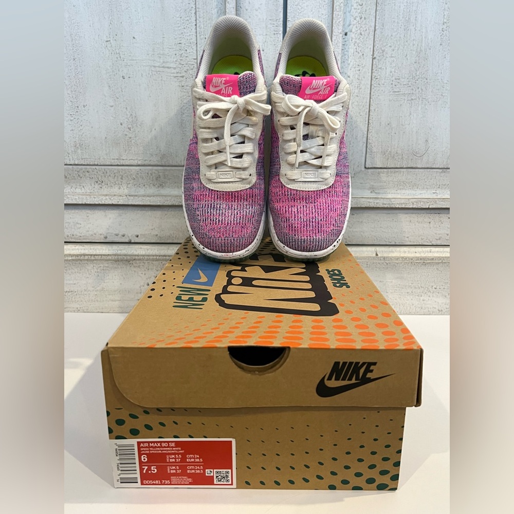 Nike Women's Airforce 1 Crater Low Flyknit Sneakers: Pink, Fuchsia/purple,White - Picture 3 of 5